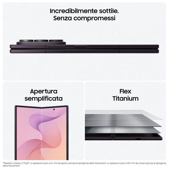 Samsung SM-F976BZVBEUE Galaxy Z Fold8 Ultra Smartphone 256 GB RAM 12 GB Fotocamera 200 MP 5G Dual SIM 5000 mAh colore Viola