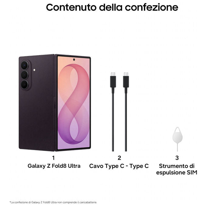 Samsung SM-F976BZVBEUE Galaxy Z Fold8 Ultra Smartphone 256 GB RAM 12 GB Fotocamera 200 MP 5G Dual SIM 5000 mAh colore Viola
