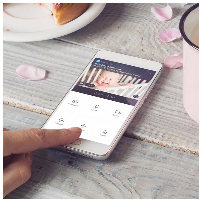 Alecto SMARTBABY10 Baby monitor con fotocamera Wi-Fi Full HD 1920x1080p con visione notturna comunicazione bidirezionale sensore temperatura umidita' colore Bianco