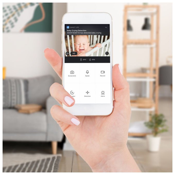 Alecto SMARTBABY10 Baby monitor con fotocamera Wi-Fi Full HD 1920x1080p con visione notturna comunicazione bidirezionale sensore temperatura umidita' colore Bianco