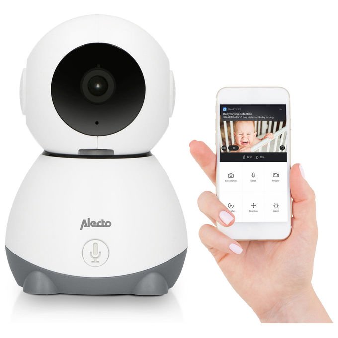 Alecto SMARTBABY10 Baby monitor con fotocamera Wi-Fi Full HD 1920x1080p con visione notturna comunicazione bidirezionale sensore temperatura umidita' colore Bianco