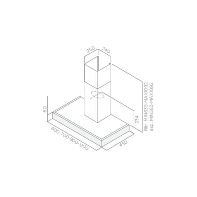 Elica SPOT NG H6 IX-A-90 Cappa Aspirante a Parete Classe energetica D 3 velocita' Portata 368 m3-h 90 cm Acciaio Inox 55916389A