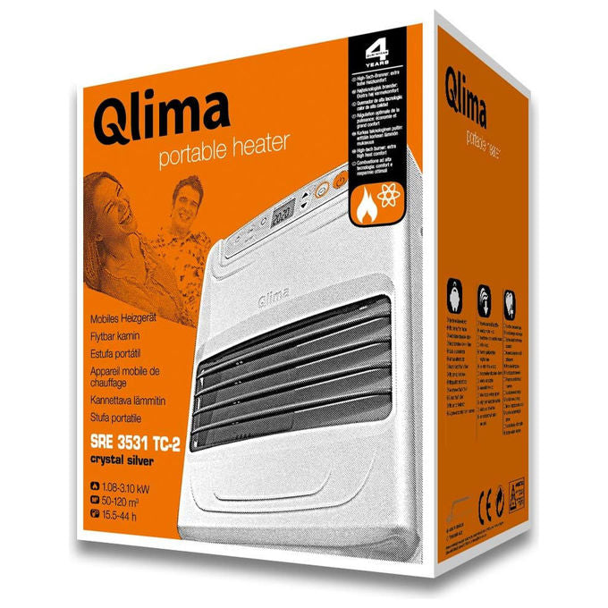 Qlima SRE3531TC-2 SRE 3531 TC-2 Riscaldatore ambiente elettrico con ventilatore Potenza termica 3100 W Adatto per stanze fino a 120 m³ colore Argento
