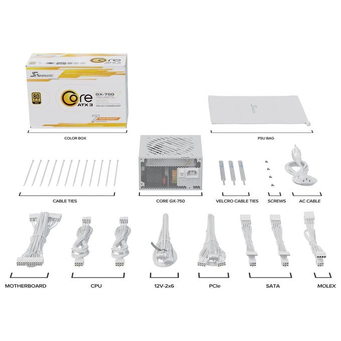 Seasonic SRP-CGX751-A5A32SF-W CORE GX-750 Alimentatore 750 W 80 PLUS Gold ATX Bianco