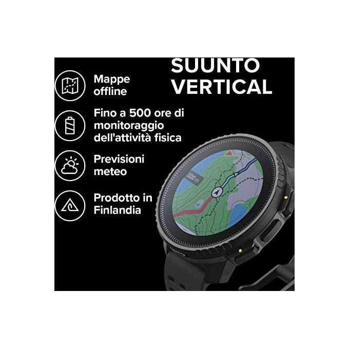 Suunto SS050862000 Vertical Smartwatch Sportivo GPS 49mm 1.4'' 280x280 Zaffiro 100m Cardio Altimetro Barometro 60 giorni colore Nero