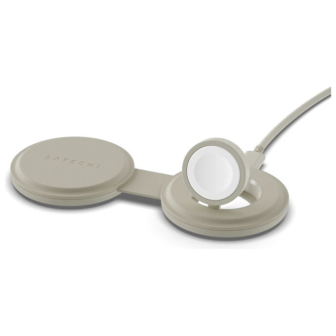 Satechi ST-QTG21W OntheGo 2-in-1 Wireless Charger con Ricarica Rapida 15 W Compatibile con MagSafe e 2 Dispositivi Bianco colore Bianco