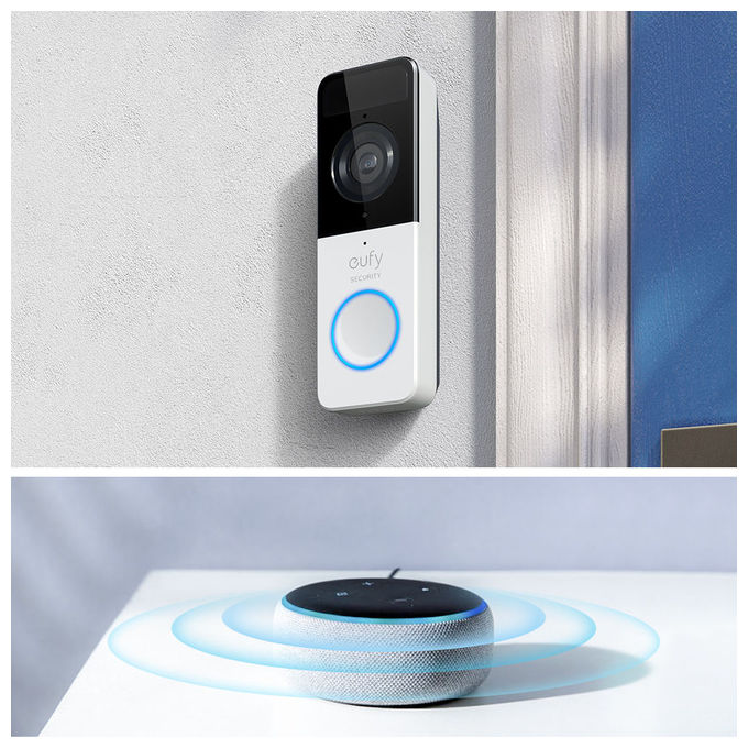 Eufy  Security, kit videocitofono, risoluzione 1080p, batteria per 120 giorni, zero costi mensili, rilevamento di persone, audio bidirezionale, citofono wireless