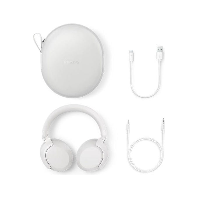 Philips TAH6000WT-00 Cuffie Over-ear con Cancellazione Attiva del Rumore Bluetooth 6.0 80 ore di autonomia colore Bianco