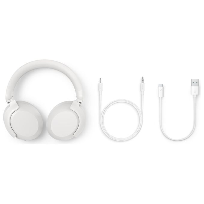Philips TAH8000EWT-00 Cuffie Wireless Over-ear con Cancellazione Attiva del Rumore Bluetooth 5.4 Fino a 70 ore di autonomia colore Bianco