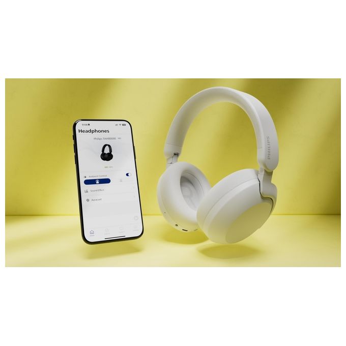 Philips TAH8000EWT-00 Cuffie Wireless Over-ear con Cancellazione Attiva del Rumore Bluetooth 5.4 Fino a 70 ore di autonomia colore Bianco