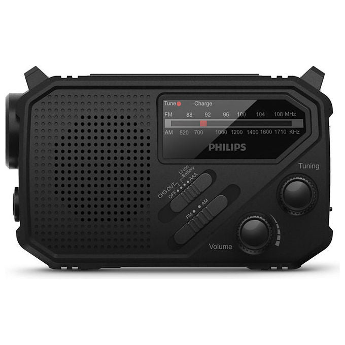 Philips TAR1609-00 Radio Portatile Analogico e Digitale con Allarme SOS e Torcia Nero