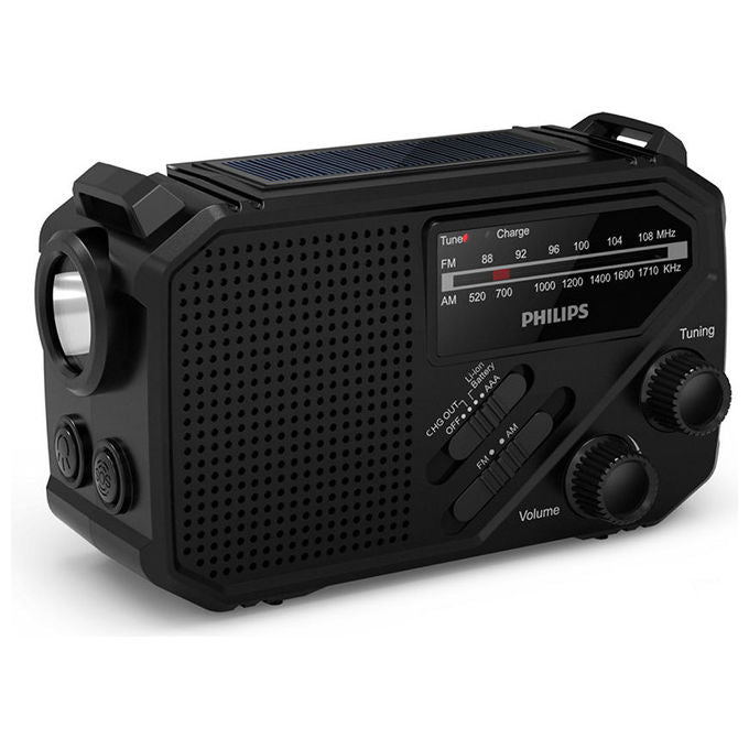 Philips TAR1609-00 Radio Portatile Analogico e Digitale con Allarme SOS e Torcia Nero