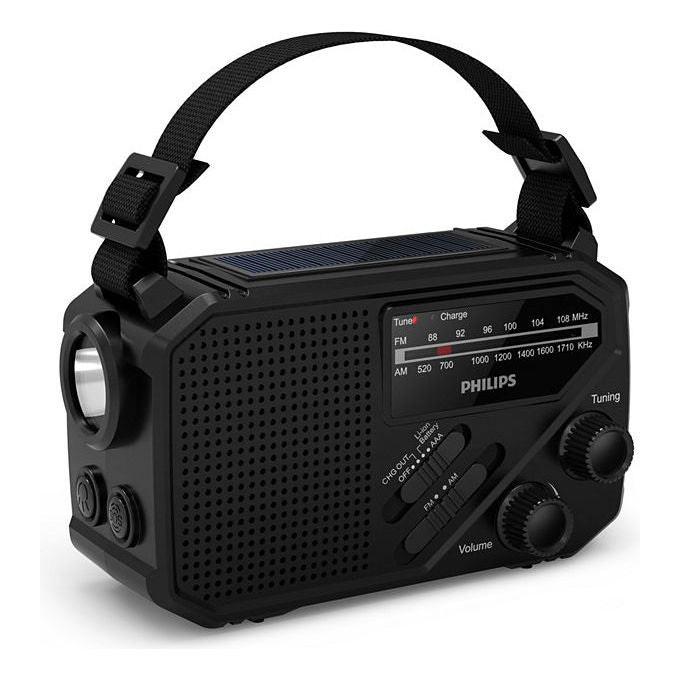 Philips TAR1609-00 Radio Portatile Analogico e Digitale con Allarme SOS e Torcia Nero
