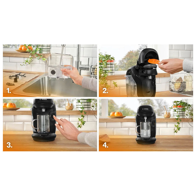 Bosch TAS112E Macchina da caffe' Automatica a Capsule Capacita' Serbatoio 0,7 L Potenza 1400 W Preparazione Multi-bevanda colore Nero