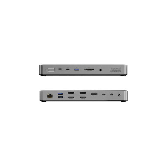 Alogic TB4DU4 Docking Station Thunderbolt con 2 HDMI 1 DisplayPort 2 Thunderbolt 4 Lettore SD-MicroSD Alimentazione 96 W colore Grigio Nero