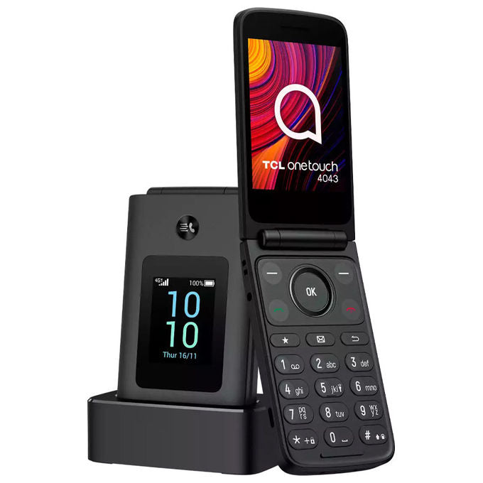 TCL 4043D OneTouch Telefono Cellulare a Conchiglia Dual SIM 4G Display 3.2'' Tasto SOS Bluetooth 5.0 colore Grigio