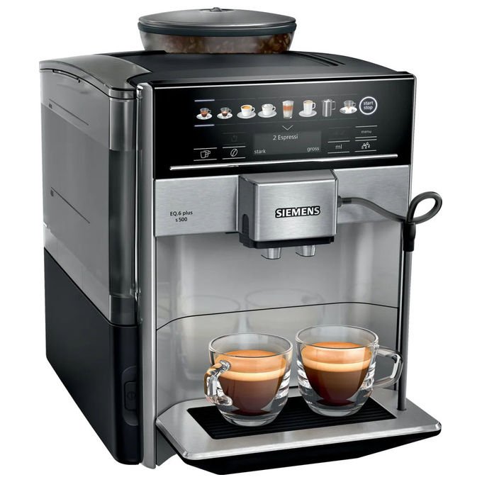 Siemens TE655503DE EQ.6 PLUS S500 Macchina da caffe' automatica Capacita' serbatoio 1.7 L Pressione 19 bar Potenza 1500 W colore Silver Black