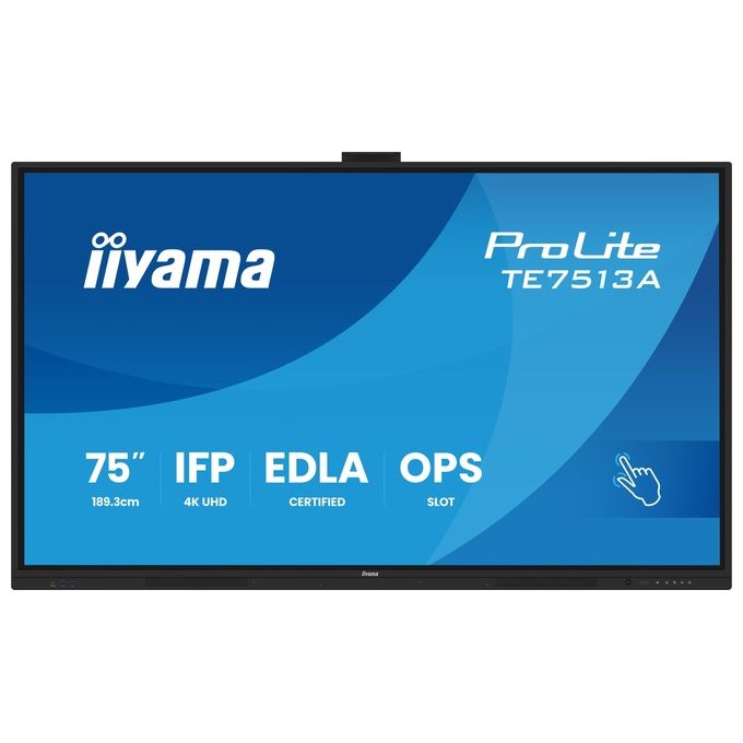 Iiyama TE7513A-B3AG ProLite Display Interattivo LED IPS 75'' 4K UHD 40 punti tattili PureTouch-IR Android 14 WiFi-6E NFC colore Nero