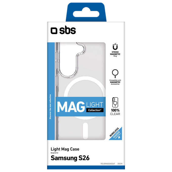 SBS TELIGMAGSAS26T Cover Light Mag Samsung Galaxy S26 MagSafe Ricarica Wireless Trasparente colore Trasparente