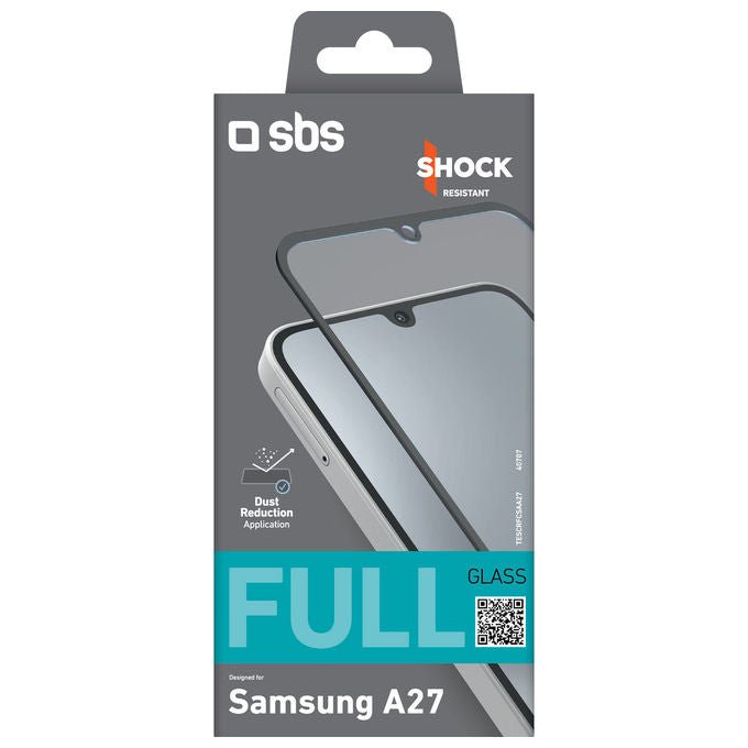 SBS TESCRFCSAA27 Glass Screen Protector Full Cover Protettore Schermo in Vetro Temperato per Samsung A27 con Bordo in Silicone Angoli Arrotondati Resistente a Graffi Impatti e Polvere colore Nero