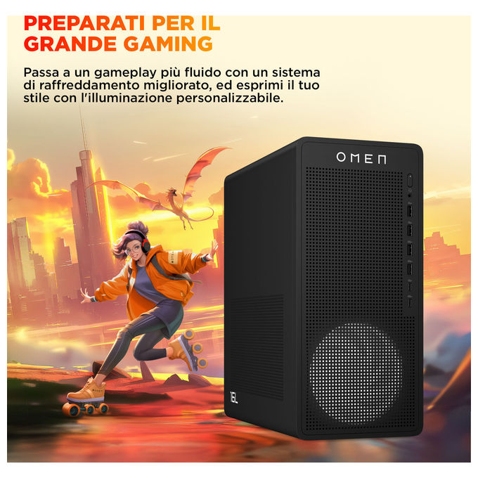 HEWLETT-PACKARD COMPUTER R78700F16GB1TBRTX50508GBW11 PC Gaming R7 8700F 16GB 1TB RTX 5050 8GB W11 colore Nero