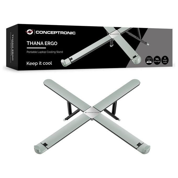 Conceptronic THANA11G Supporto per Computer Portatile 17.3'' Portata 5 Kg Altezza Regolabile Lega di Zinco colore Nero