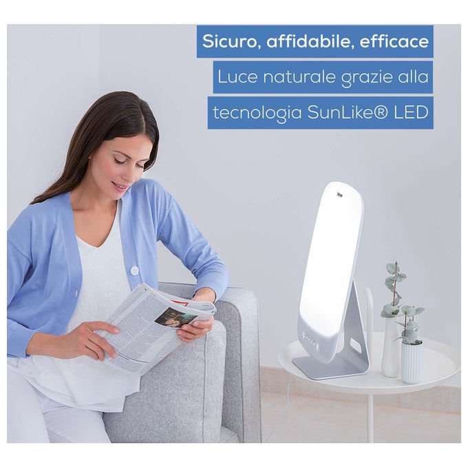 Beurer TL95 Lampada per Terapia della Luce 14000 Lux 6 Livelli di Luminosita' Tecnologia LED SunLike colore Bianco-Alluminio
