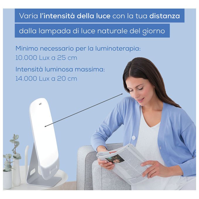 Beurer TL95 Lampada per Terapia della Luce 14000 Lux 6 Livelli di Luminosita' Tecnologia LED SunLike colore Bianco-Alluminio
