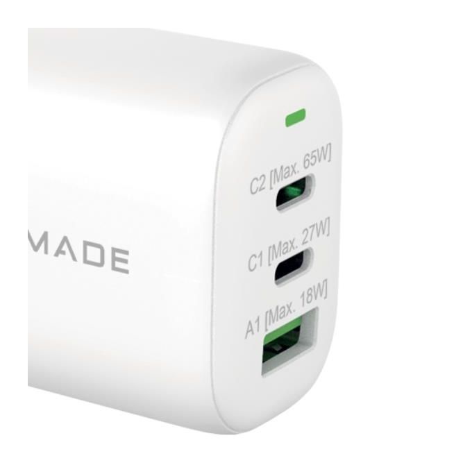 Neo Alimentatore Notebook 65W 2 Usb-C 1 Usb-A Bianco