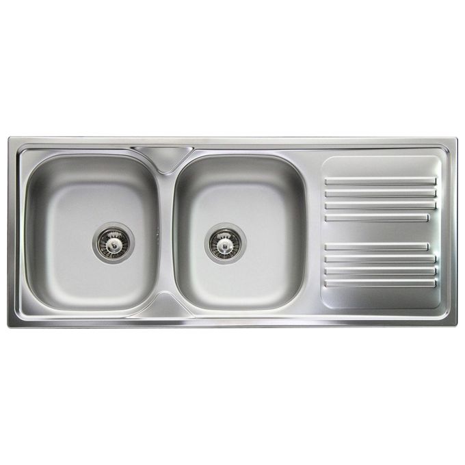 Apell TM1162IRBC Serie Atmosfera Lavello Acciaio Prelucidato da Incasso Gocciolatoio a Destra 2 Vasche 116x50cm