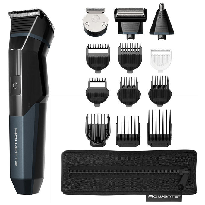 Rowenta TN9650 X Series 700 Regolabarba Multifunzione 14 in 1 Lame in Acciaio al Carbonio Autoaffilanti 21 Regolazioni 270 min di Autonomia Batteria al Litio colore Nero