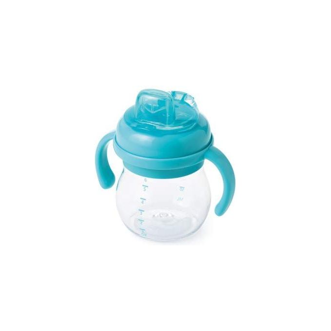 OXO Tot Transitions - Tazza Primi Sorsi 180 ml, beccuccio a mandorla, manici rimovibili, anti-perdita, senza BPA, azzurra