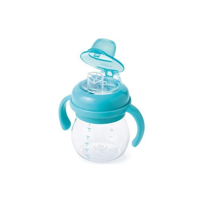 OXO Tot Transitions - Tazza Primi Sorsi 180 ml, beccuccio a mandorla, manici rimovibili, anti-perdita, senza BPA, azzurra