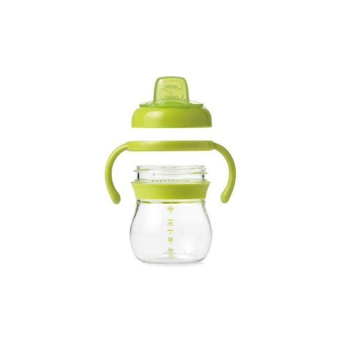 OXO Tot Transitions - Tazza Primi Sorsi 180 ml, beccuccio a mandorla, manici rimovibili, anti-perdita, senza BPA, verde