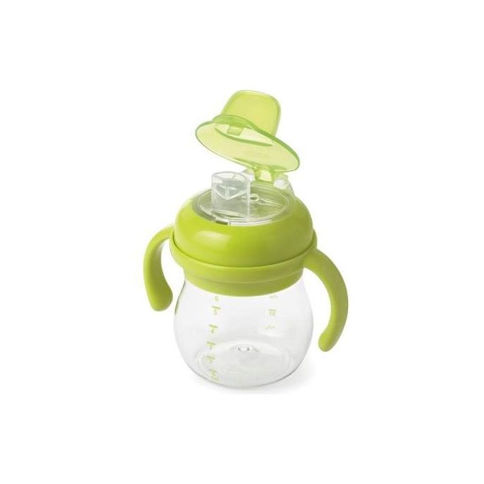 OXO Tot Transitions - Tazza Primi Sorsi 180 ml, beccuccio a mandorla, manici rimovibili, anti-perdita, senza BPA, verde