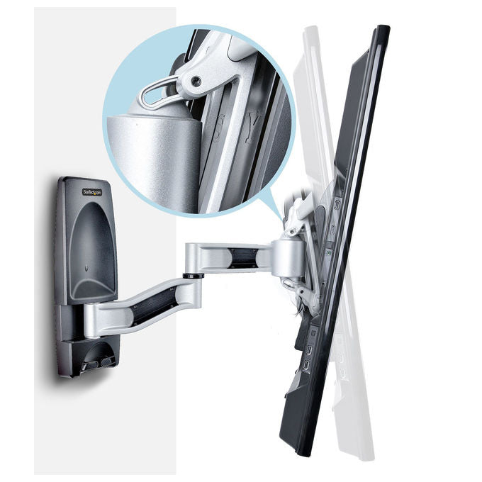 StarTech.com TV-WALL-MOUNT-65FS Supporto TV da Parete Articolato per Schermo 26-65'' fino a 45 Kg Compatibilita' VESA 200x100-400x400 Inclinazione Regolabile Rotazione +90--90° colore Nero