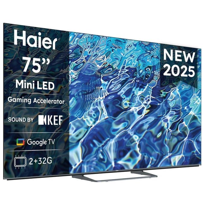 Haier H75M80FUX Smart TV 75 pollici 4K UHD QD-Mini LED Google TV colore Nero