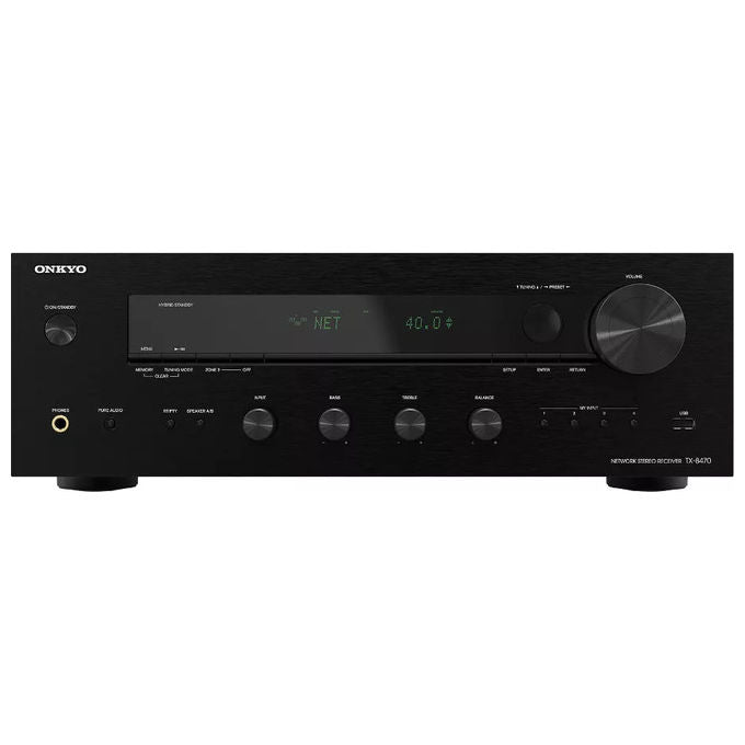 Onkyo TX-8470 TX-8470 Ricevitore AV Stereo 110 W 2.0 canali Wi-Fi Bluetooth RCA AM FM Internet Radio Spotify Amazon Music Deezer colore Nero