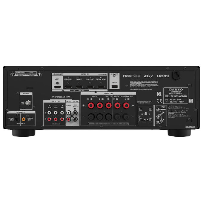 Onkyo TX-SR3100 Sintoamplificatore AV 5.2 canali 80 W Dolby Atmos DTS:X HDR10+ Dolby Vision colore Nero