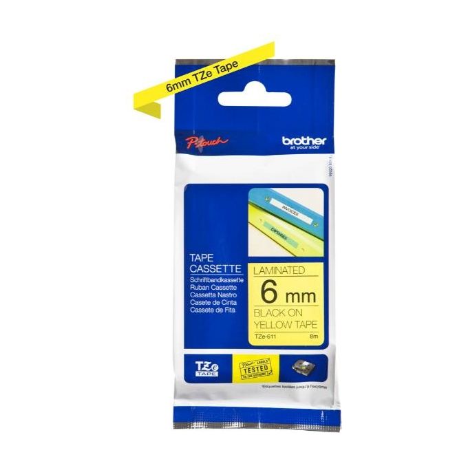 Brother Nastro Tipo Tz 6mm Nero Giallo