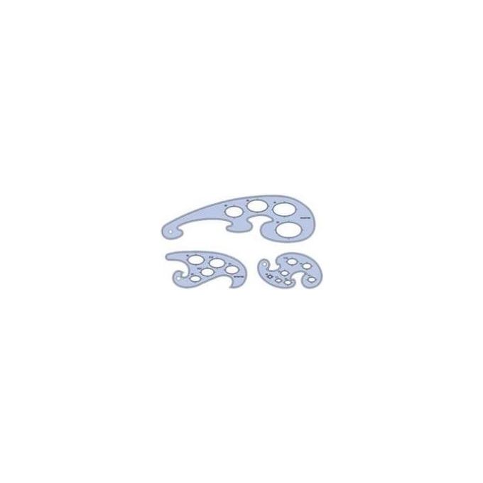 Maped Set 3 Pezzi Curvilinee 10-50mm Blu