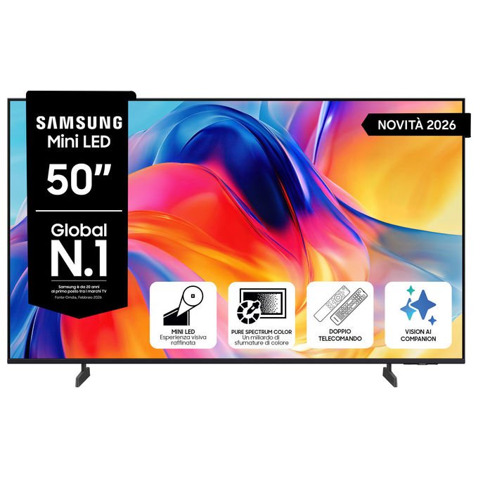 Samsung UE50M70HAUXZT Smart TV 50'' Mini LED 4K Ultra HD DVB-T2 Wi-Fi Vision AI colore Nero