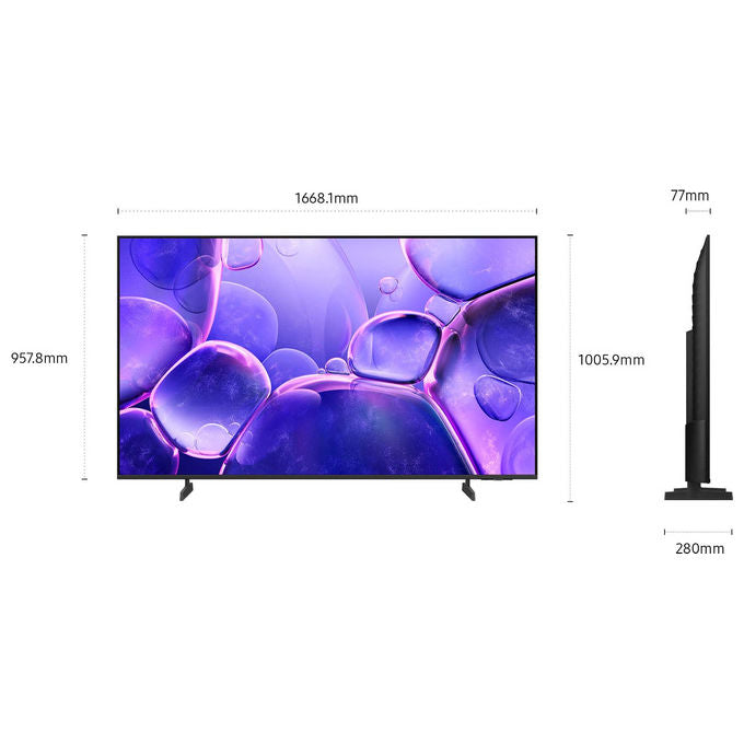 Samsung UE75U8000FUXZT Crystal UHD Smart TV 75'' 4K Vision AI HDR10+ Crystal Processor 4K colore Nero