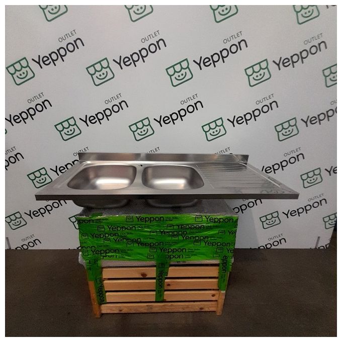 [ComeNuovo] CM Serie IX Mondial Lavello in Acciaio Inox Prelucidato da Incasso con Gocciolatoio a Destra 2 Vasche 120x50cm
