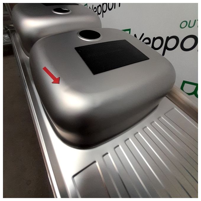 [ComeNuovo] CM Serie IX Mondial Lavello in Acciaio Inox Prelucidato da Incasso con Gocciolatoio a Destra 2 Vasche 120x50cm