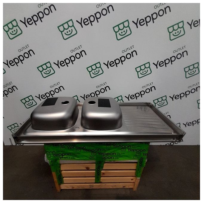 [ComeNuovo] CM Serie IX Mondial Lavello in Acciaio Inox Prelucidato da Incasso con Gocciolatoio a Destra 2 Vasche 120x50cm