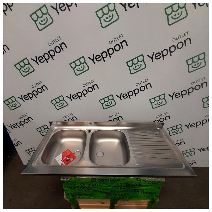 [ComeNuovo] CM Serie IX Mondial Lavello in Acciaio Inox Prelucidato da Incasso con Gocciolatoio a Destra 2 Vasche 120x50cm