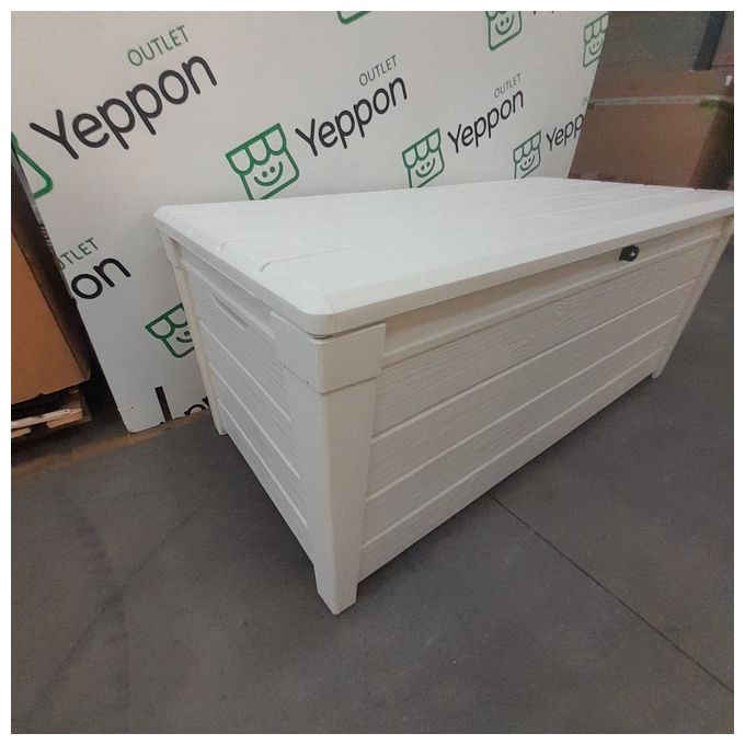 [ComeNuovo] Keter K252655 Brightwood Baule da Giardino 454 L portata 300 Kg pistoni idraulici chiusura lucchettabile colore Bianco