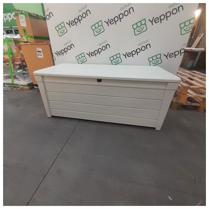 [ComeNuovo] Keter K252655 Brightwood Baule da Giardino 454 L portata 300 Kg pistoni idraulici chiusura lucchettabile colore Bianco