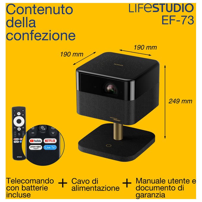 Epson V11HC16840 Lifestudio Flex Special Lux Edition Proiettore 3LCD UHD 4K 1000 ANSI lumen LED colore Nero